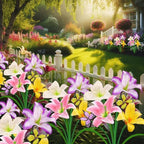 Solar Garden Lights 2 Pack with 8 lilies Outdoor Decorative flower Lights for Garden, Birthday Gift for family and Friends, IP65 Waterproof flower Solar Outdoor Stake Light for Yard Patio Lawn Pathway