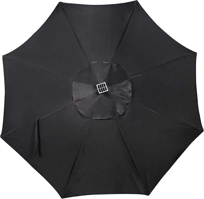Blissun 9 ft Solar Umbrella, 32 LED Lighted Patio Umbrella, Table Market Umbrella, Outdoor Umbrella for Garden, Deck, Backyard, Pool and Beach (Black)