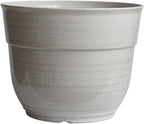 Garden Elements Indoor/Outdoor Glazed Brushed Happy Plastic Planter, Large, Cream, 15"