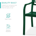 Best Choice Products Outdoor Bench Steel Garden Patio Porch Furniture for Lawn, Park, Deck w/Floral Design Backrest, Slatted Seat - Dark Green