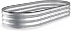 Kesfitt Raised Garden Bed, 6x3x1 FT Galvanized Steel Metal Raised Garden Bed, Oval Open-Bottom Design, 12-Inch Deep for Outdoor Vegetable & Herb Gardening, Silver