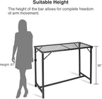 REDCAMP 39 Inch Outdoor Bar Table, Folding Paito Bar Height Table with Waterproof Mesh Top for Balcony, Garden, Hot Tub, Poolside, Indoor, Rectangle Black