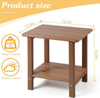 Adirondack Outdoor Side Table, 2-Tier Sturdy Patio End Table Weather Resistant, 16.5" Solid Side Table for Patio, Pool, Porch