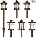 hykolity Low Voltage ORB LED Landscape Path Light W/Crackled Shade, 3.4W 155LM 12V-24V Wired Outdoor LED Walkway Light, Die-cast Aluminum Construction, 30-Watt Equivalent, 6 Pack