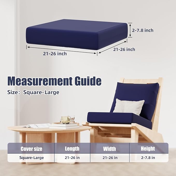 Cushion Covers 8 Pack Navy Blue Stretch Fit Outdoor Patio