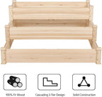 Yaheetech 3 Tier 47 x 47 x 22in Raised Garden Bed Horticulture Outdoor Elevated Flower Box Tiered Garden Bed Wooden Vegetables Growing Planter for Backyard/Patio/Gardener