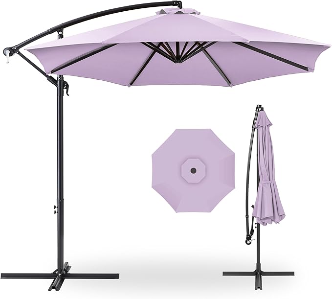 Best Choice Products 10ft Offset Cantilever Hanging Market Patio Umbrella, 8 Sturdy Ribs, Easy Adjustment - Lavender