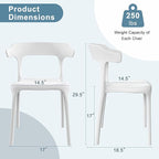 VECELO 4 Pack Plastic Stacking Chairs, Stackable Dining Chairs for Kitchen Restaurant Patio, Portable Indoor Outdoor Use, No Assembly Required, White