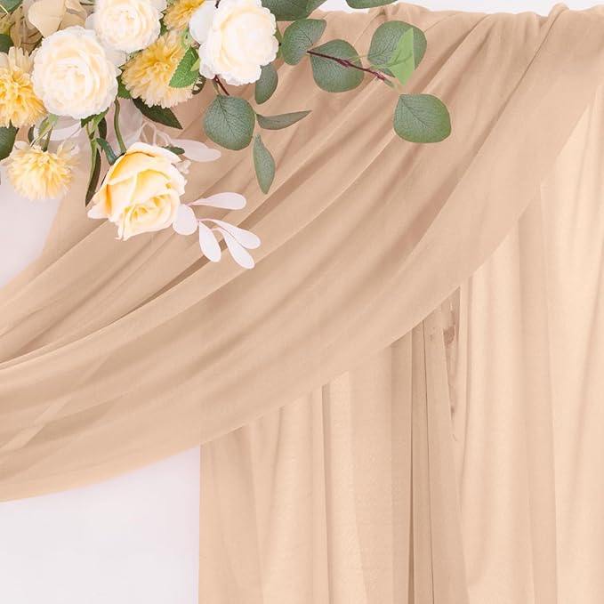 Outdoor Curtains: Nude Chiffon Wedding Arch Drapes, 29 Inch Wide