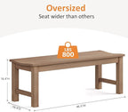 Outdoor Bench Set of 2, 2-Person Patio Backless Benches, HIPS Weatherproof Garden Bench that Never Rot and Fade, Suit for Backyard, Church, Patio, Deck and Entryway (Teak)