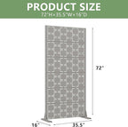Casaphoria Metal Privacy Screen Outdoor, 72" H x 35" W Freestanding Decorative Privacy Screen for Patio Deck Balcony Garden with Stable Base, Grey-Square