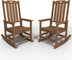 Oversized Rocking Chair Set of 2, Outdoor Rocking Chair for Adults, All Weather Resistant Porch Rocker for Lawn Garden, Wood