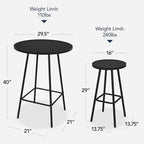 Best Choice Products 3-Piece Patio Dining Set, Bar Height, Outdoor Bistro Set, Outdoor Round Bar Table w/ 2 Bar Stools, Steel - Black