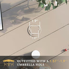 VICLLAX 53" Outdoor Round Patio Table for Lawn Garden, All Weather Metal Round Patio Dining Table with Adjustable Umbrella Hole, Patio Table for 8 Person, Sandshell Tabletop