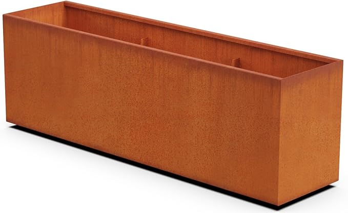 Plantercraft Large Rectangular Planters for Outdoor Plants 72x18x24 Inch - Corten Steel Planter Box | Extra Large Outdoor Planters for Modern Patio & Garden | Heavy Duty Metal, Fully Assembled