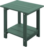 Double Adirondack Side Table Weather Resistant, Outdoor Rectangular End Table for Adirondack Chair, Dark Green