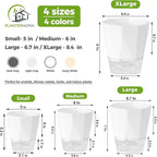 6 Pack Self Watering Pots for Indoor Plants, 5 Inches Self Watering Planters Small African Violet Self Watering Clear Pots for Plants Herb Orchid Flower Houseplant Pots, White