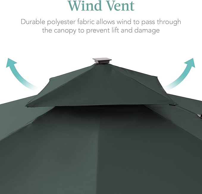Best Choice Products 10x10ft Cantilever Patio Umbrella w/Base Included, Solar LED Lights 360 Rotation Large Offset Hanging Outdoor Shade for Deck Pool Backyard w/Stand – Slate