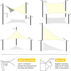 Artpuch Waterproof Sun Shade Sail, 10'x13' Cream Rectangular, UV Resistant Rain Canopy, Curved Edges Shade Cloth for Outdoor Patio, Deck, Yard (Customizable)