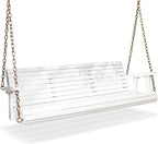VINGLI Upgraded Patio Wooden Porch Swing for Courtyard & Garden, Heavy Duty 880 LBS Swing Chair Bench with Hanging Chains for Outdoors (5 FT, White)