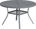 VICLLAX Round Patio Table with Adjustable Umbrella Hole for 4, All Weather Metal Outdoor Dining Table for Lawn Garden, 40.6" Outdoor Coffee Table, Grey Tabletop