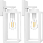BesLowe Outdoor Wall Light Fixtures, Exterior Waterproof Wall Lanterns, Porch Sconces Lighting with E26 Sockets, Modern White Outside Lights for House Patio Front Door Entryway, 2-Pack
