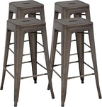 FDW Metal Bar Stools Set of 4 Counter Height Bar Stools 24 Inches Industrial Bar Chairs Patio Stool Stackable Backless Stool Indoor Outdoor Metal Kitchen Stools Bar Chairs (Bronze, 30")