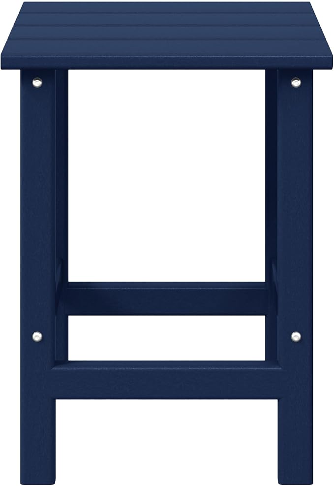 Side Table, 14 Inch Square Outdoor HDPE in Navy Blue