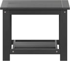BizChair Two Tiered Commercial Grade Adirondack Coffee Table - Black Finish Poly Resin Wood - All-Weather - Slatted Shelf Design