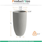 Tall Planters for Outdoor Plants, Large Concrete Flower Pots for Garden Front Porch, Patio, Indoor (Vertical Gray)