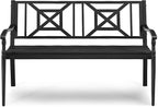 S AFSTAR Outdoor Garden Bench, Metal Porch Bench Seat with Slated Seat & Decorative Backrest, 2-Person Loveseat for Patio Garden, Powder Coated Iron Frame, Patio Bench Front Door Bench for Outside