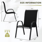 UDPATIO Patio Chairs Set of 8, Stackable Outdoor Dining Chairs with High Back, Breathable Textilene Fabric Outdoor Chair All Weather, 350LBS Capacity for Garden, Backyard (Black)