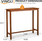 VINGLI Wooden Outdoor Bar Table, Wood Patio Counter Height Table, Weather-Resistant Patio Pub Table for Garden, Balcony, Poolside, Backyard, Indoor Use (Brown, 45")