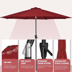 Tempera Patio Market Outdoor Table Umbrella with Auto Tilt and Crank, Large Sun Umbrella with Sturdy Pole & Fade Resistant Canopy, Easy to Set