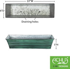 Achla Designs Galvanized Window Flower Box Planter-Green-Small (22" L x 6" W x 5" H)