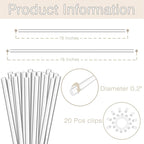 Plant Stakes,Plant Sticks 20PCS Acrylic Clear Plant Support Stakes,16 Inches Garden Single Stem Orchid Stakes for Indoor and Outdoor Plants,Orchid,Potted Plants,Tomatoes,Flowers（with 20PCS Clips）
