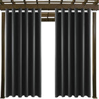 Waterproof Outdoor Curtain W84 x L84 - Grommet Top Sunlight Blocking Window Treatment Drapes Blackout Curtains for Home Bedroom Living Room Outdoor Patio Porch Gazebo (Dark Gray, 2 Panels)