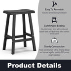 Bar Stools Set of 4, Waterproof UV-Resistant,Durable Resin Kitchen Island Chairs for Indoor & Outdoor Use, Modern Design for Home,Bar,and Cafe (29'' Black-4)