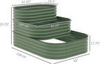 Outsunny 3-Tier Galvanized Steel Raised Garden Bed Kit, 62.25" x 43" x 32.25", 3 Combining Planter Boxes with Rubber Strip Edging, Open Bottom for Backyard, Garden, Patio, Green