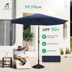 JEAREY 9FT Outdoor Patio Umbrella Outdoor Table Umbrella with Push Button Tilt and Crank, Market Umbrella 8 Sturdy Ribs UV Protection Waterproof for Garden, Deck, Backyard, Pool (Purplish Blue)