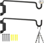 15" 360° Swivel Plant Hanger - Heavy Duty Solid Steel Wall Hook, 12-Directional Adjustable for Bird Feeders, Outdoor/Indoor Plants, Garden & Patio (2-Pack)