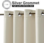 NICETOWN 2 Panels Outdoor Curtains for Patio Waterproof 84" Long, Windproof Grommet & Back Tab on Top & Bottom Thermal Insulated Sun Blocking Drapes with Rope for Gazebo, Beige, W100 per Panel