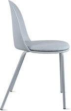 2xhome Set of 2 Modern Stackable Armless Dining Chairs, Plastic Shell Seat with Upholstered PU Leather CushionPadded Seat Metal Legs for Home Kitchen Patio Cafe, Gray