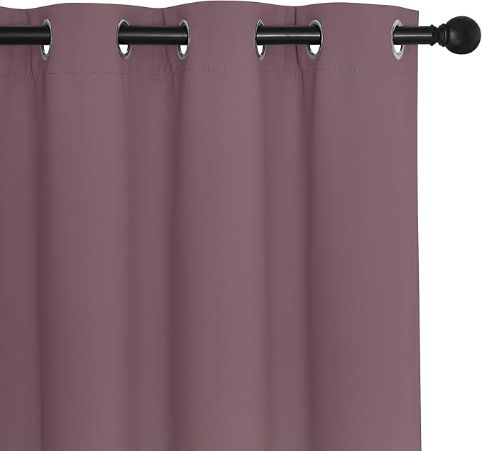 NICETOWN Room Divider Curtain 132 Inches Long, Wide Blackout Sliding Door Curtain for Bedroom, Room Darkening Privacy Window Curtain for Patio Door (1 Panel Set, Dry Rose, 80 x 132 Inch)