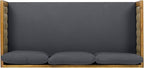 Merax 67.5" Outdoor Patio Daybed 3 Seater Sofa Bed,Acacia Wood Frame with Rattan Arm,Cushion & Pillow for Garden