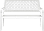 Grand patio 50" Garden Bench, Outdoor Benches with Anti-Rust Metal Powder Coated Frame, Patio Bench for Front Porch Park Outside Furniture Decor,White
