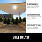 GORILLA GRIP Heavy Duty Sun Shade, UV Protection Fade Tear and Rust Resistant Rectangle Sunshade Canopy, Curved Edges Blocks Sunlight, Breathable Sail, Outdoor Patio, Lawn Garden, 16x16x16, Sand