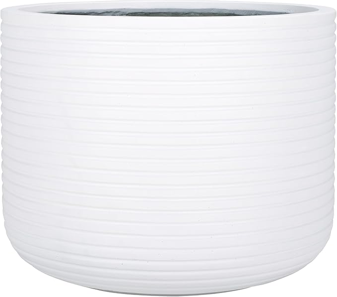 SAFAVIEH Outdoor Collection Nardo White Cement Ficonstone Planter Pot