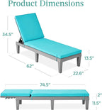 Best Choice Products Outdoor Lounge Chair, Resin Patio Chaise Lounger for Poolside, Backyard, Porch w/Seat Cushion, Adjustable Backrest, 5 Positions, 330lb Capacity - Gray/Teal