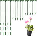 15-Pack Adjustable Plant Support Stakes with Movable Clips, 3-Size(6.7/10.6/14.6in) Green Garden Stakes for Potted Plants Indoor Outdoor, Orchid Tomato Rose Single Stem Support, Sturdy & Reusable